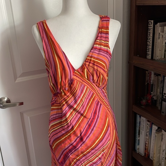 Cute multi colored striped v neck dress summer - Picture 6 of 6